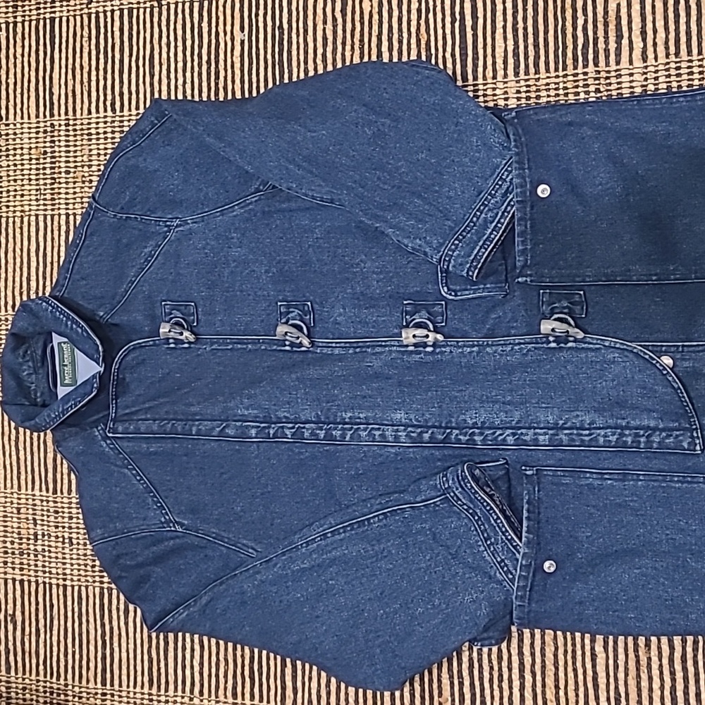 HARVE BERNARD DENIM TRENCH COAT WITH TOGGLE BUTTONS